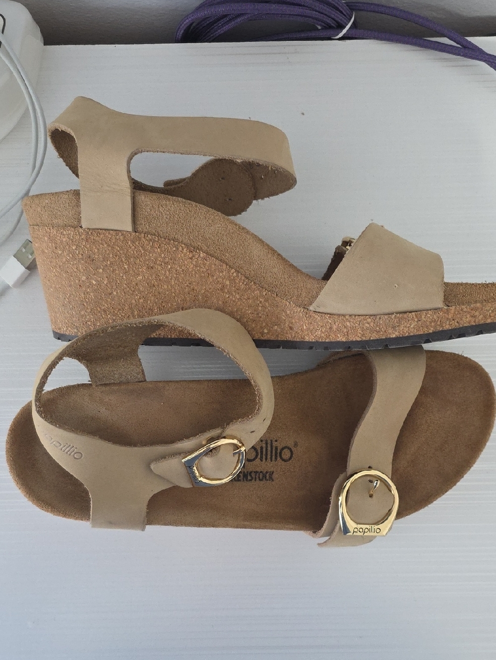 Birkenstock Tan Wedge Sandals - Picture 2 of 6
